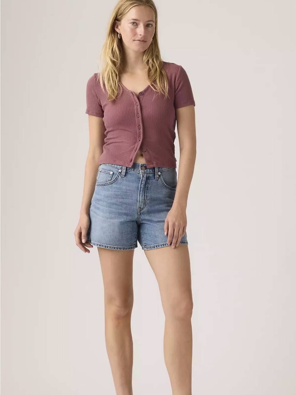 Levi's Medium Blue Denim High-Rise Shorts